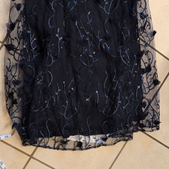 NWT Dessy Collection 3D Sequin Embroidery Dress Midnight Navy Blue Size 14 - Picture 12 of 15